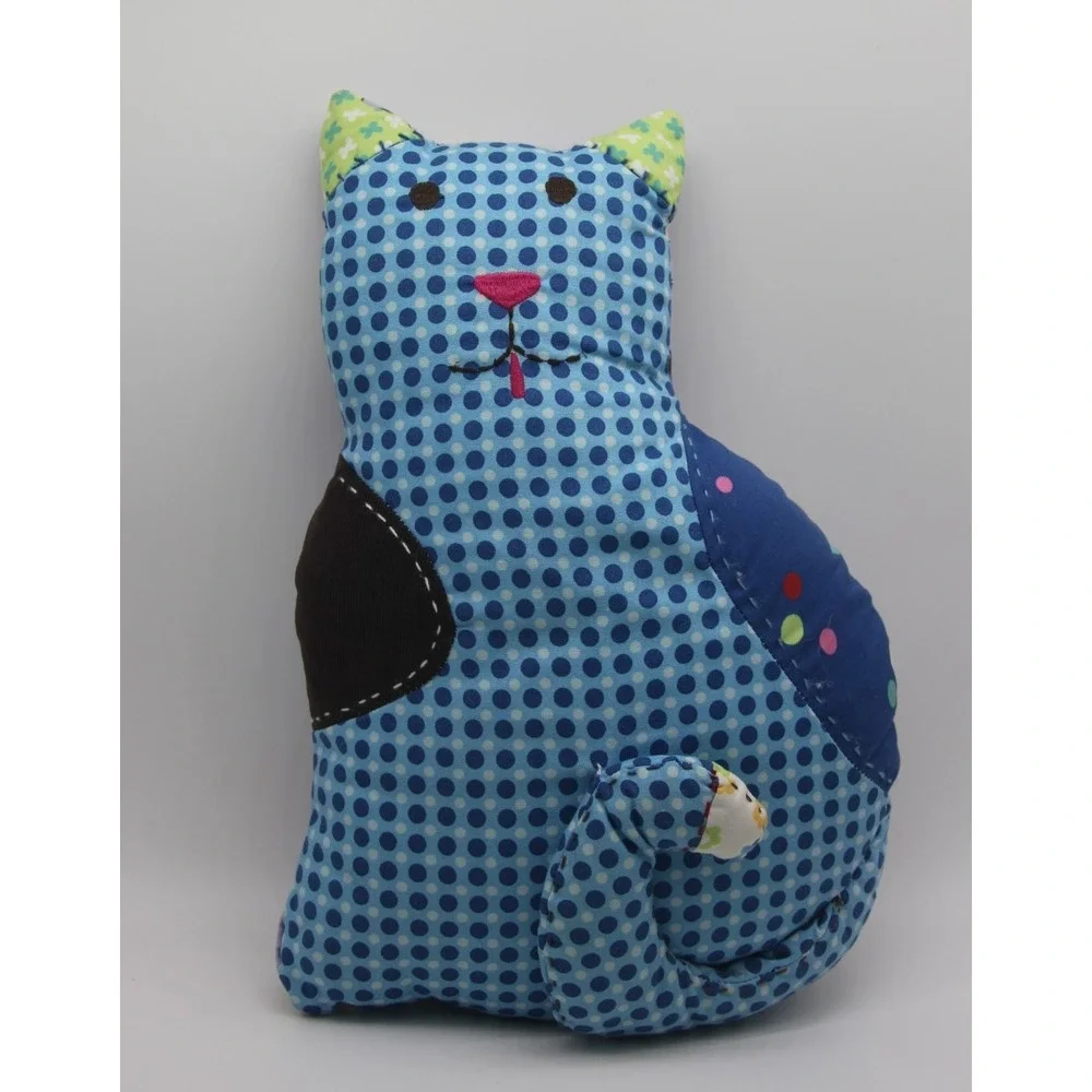 Pottery Barn Teen PBT Cat Patchwork Embroidered Blue 12